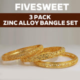 3 Pack 18K Gold Plated Dubai Gold Bangle Bracelet Jewelry Set for Women