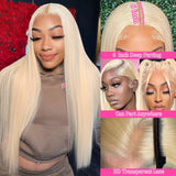 30 Inch 613 Lace Front Wig Human Hair Blonde 13X6 HD Transparent Lace Front Wigs Human Hair 180% Density Blonde Glueless Wigs Human Hair 613 HD Straight Lace Frontal Wigs Human Hair Pre Plucked