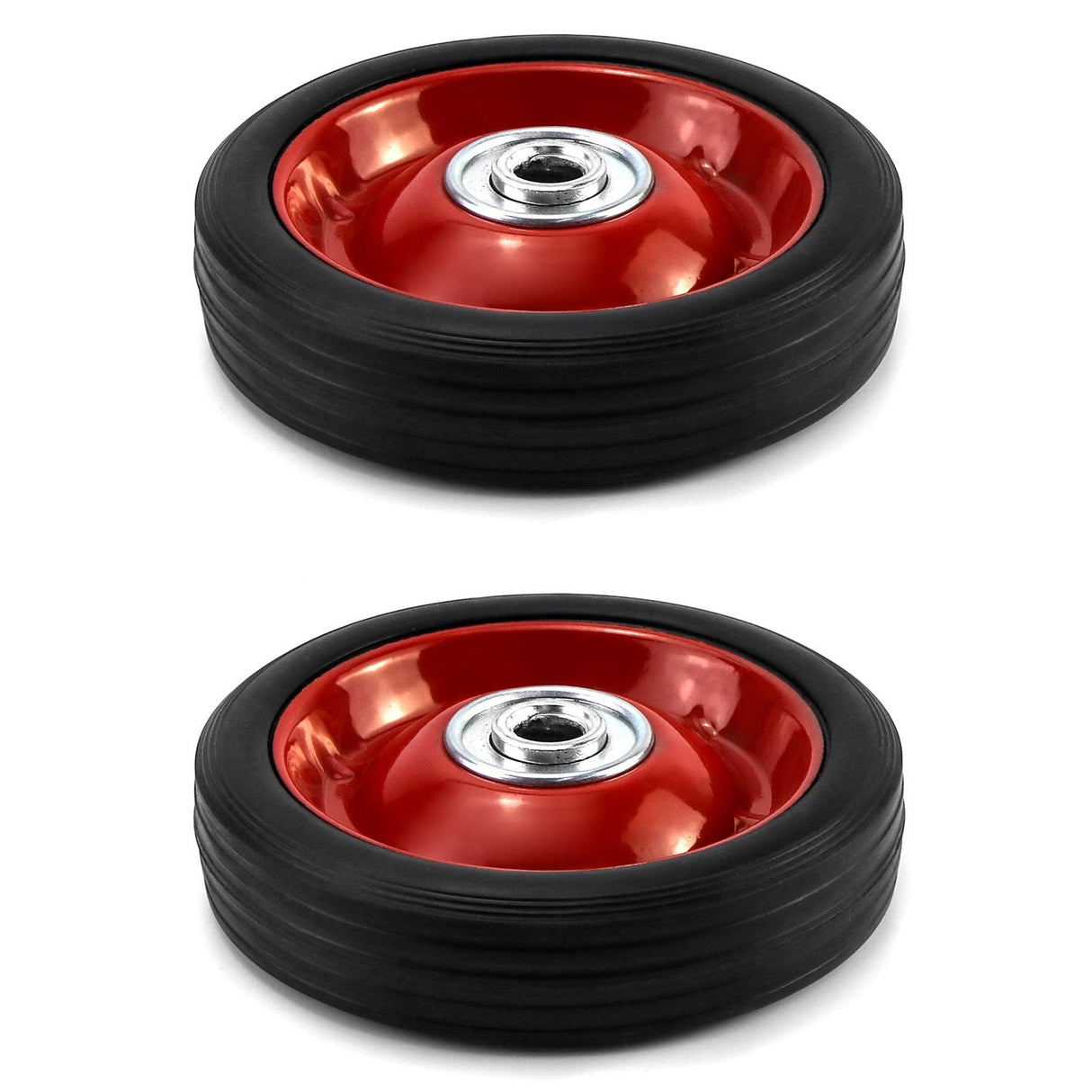 QWORK 2 Pack 5" x 1.5" Premium Rubber Wheel with Ball Bearing, Hand Truck Wheel, Capacity up to 88 lbs