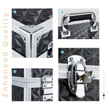 FRENESSA Professional Rolling Makeup Case Aluminum Trolley Train Case with 360° Swivel Wheels for Makuep Artist Travel Cosmetic Organizer with Sliding Drawers for Nail Tech Hairstylist Barber, Black