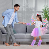 Tacobear 8pcs Unicorn Costume for Girl with Fluffy Glove, Leg Warmer, Feather Wings, Tutu Skirt, Headband, Wand, Halloween Christmas Birthday Gift Toy Dress Up Clothes Unicorn Dress for Girl 4 5 6 7 8