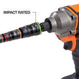 Klein Tools 32934 Impact Driver, 9-in-1 SAE Impact Socket Set, 4 Flip Sockets with 1/4, 5/16, 3/8, 7/16, 1/2, 9/16, 5/8, and 3/4-Inch Nut Driver Sizes with Bit Holder, 6-1/2-Inch Shaft