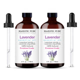 Majestic Pure Lavender Essential Oil | 100% Natural | Premium Grade Essential Oils for Hair Care, Home Diffusers, Skin, Aromatherapy, Massage and Humidifiers | 4 Fl Oz (Pack of 2)
