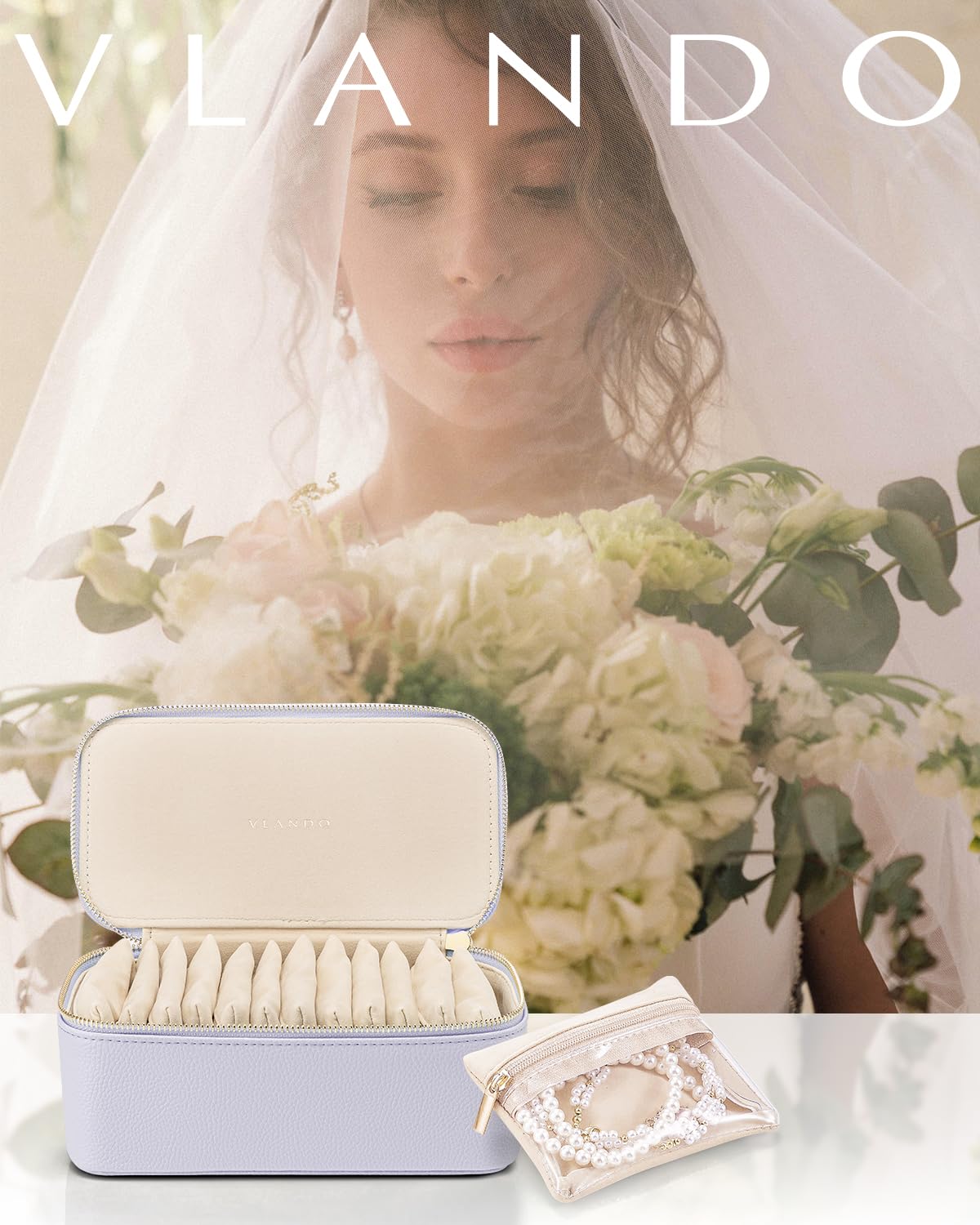 Vlando Jewelry Box with 12 Velvet Jewelry Bags Travel Jewelry Case for Girls Jewelry Organizers Necklace Rings Earrings Storage Bags Christmas Gifts Bridal Shower Gifts-Purple