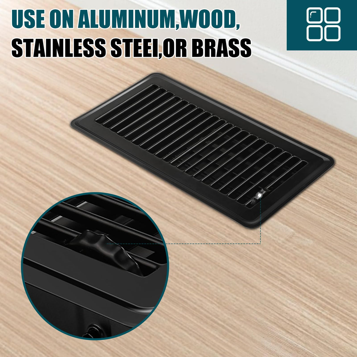 VOISEN Floor Register 4x10, 8 Pack Black Floor Vent Covers, Heavy Duty Steel Walkable Floor Vents,Vent Covers for Home Floor