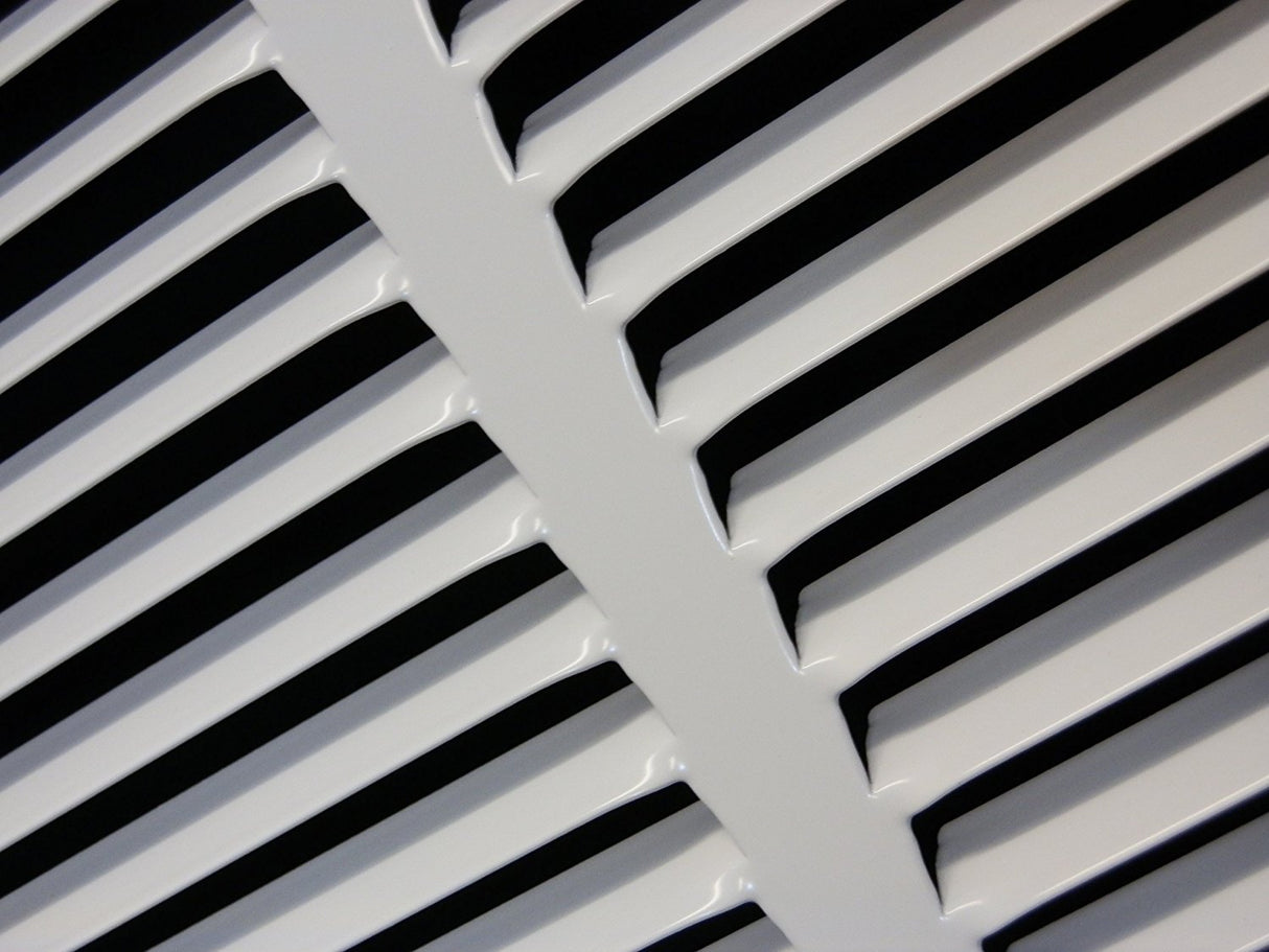 HVAC Premium 28'' x 36'' [Duct Opening] Flat Stamped Steel Return Air Grille - Sidewall and Ceiling - HVAC Vent Duct Cover - White [Outer Dimensions: 29.75''w X 37.75''h]