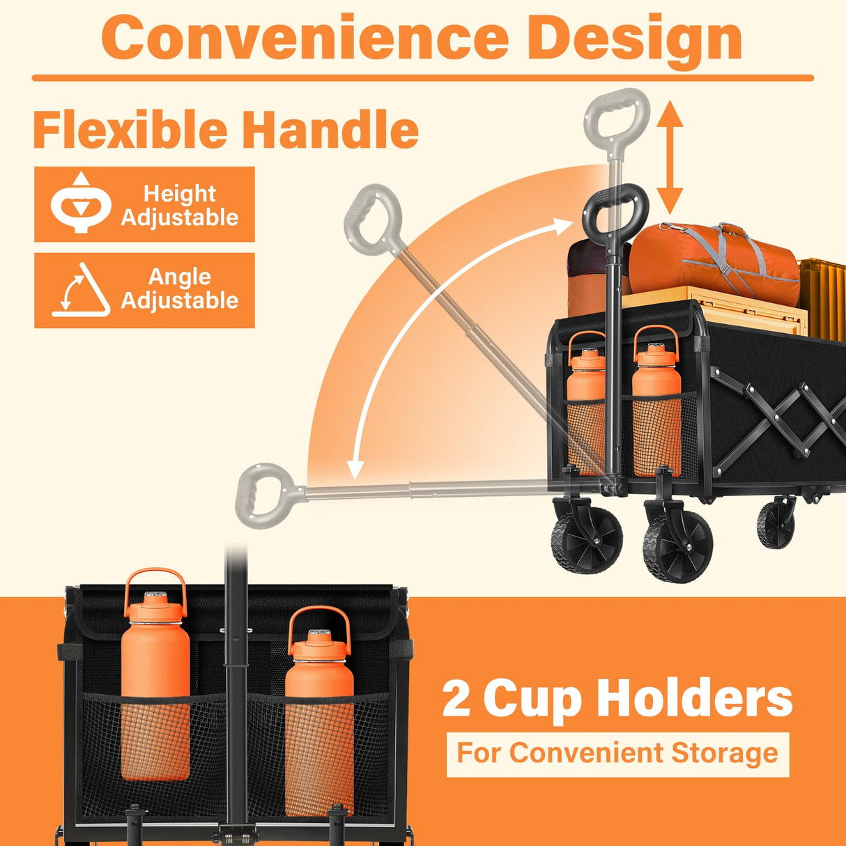Wagons Carts Foldable,360lbs Collapsible Wagon with Wheels, Foldable Wagon