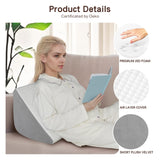 Vomiliku Knee Wedge Pillow for Back Sleeping, Leg Elevation for Post Surgery Recovery, 8" Triangle Leg Pillow with Removable Cover for Knee Support, Hip Back Pain Relief,Enhance Circulation, Gray