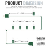 612 Vermont 100 Clear Incandescent Christmas Twinkle Lights on Green Wire