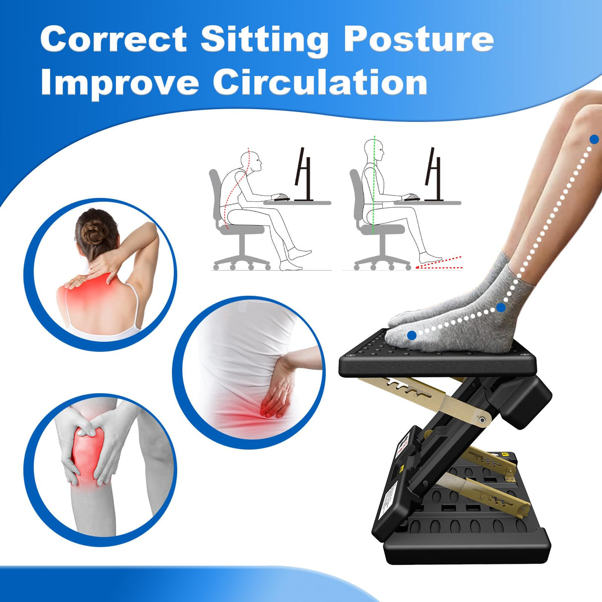 Arejonner Foldable Foot Rest, 12 Modes Adjustable Ergonomic Foot Rest for Office, Yellow