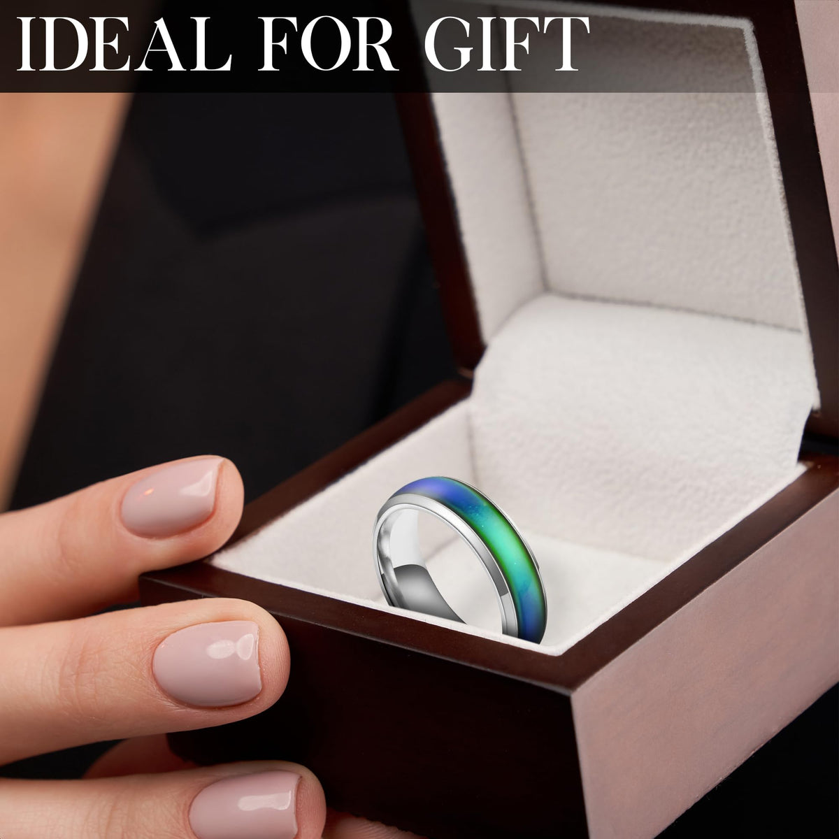 PIKTIME 50 Pcs Mood Rings Bulk, Color-Changing Metal Alloy, 5 Sizes 6-10