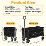 Collapsible Wagons Carts Foldable, 360Lbs Foldable Wagon with Wheels