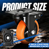 Caster Wheels, 4 Inch Caster Set of 4, Dual Locking PU Casters 2400LB, Swivel Casters for Furniture, Workbench & Tool Cart – Quiet, Floor Safe, Smooth Rolling