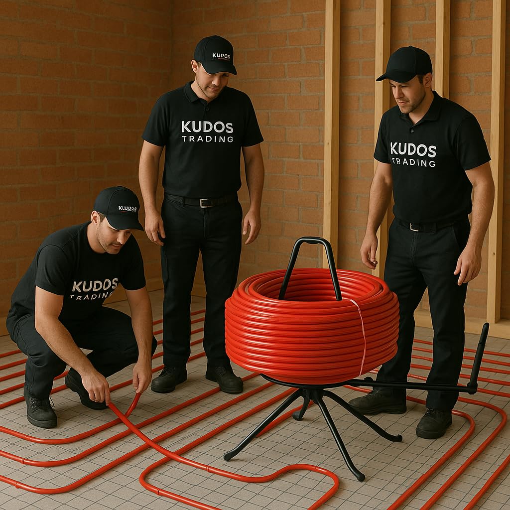 Kudos-Trading - Water Underfloor Heating Pipe Decoiler De-Coiler Fits 200m 300m 400m & 500m Coils of Pert-al-pert Pex-al-pex Pex & Pert Pipe for Easy Fitting of UFH Systems.