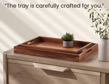 Fibogollo Set of 2 Acacia Wood Serving Tray with Handles