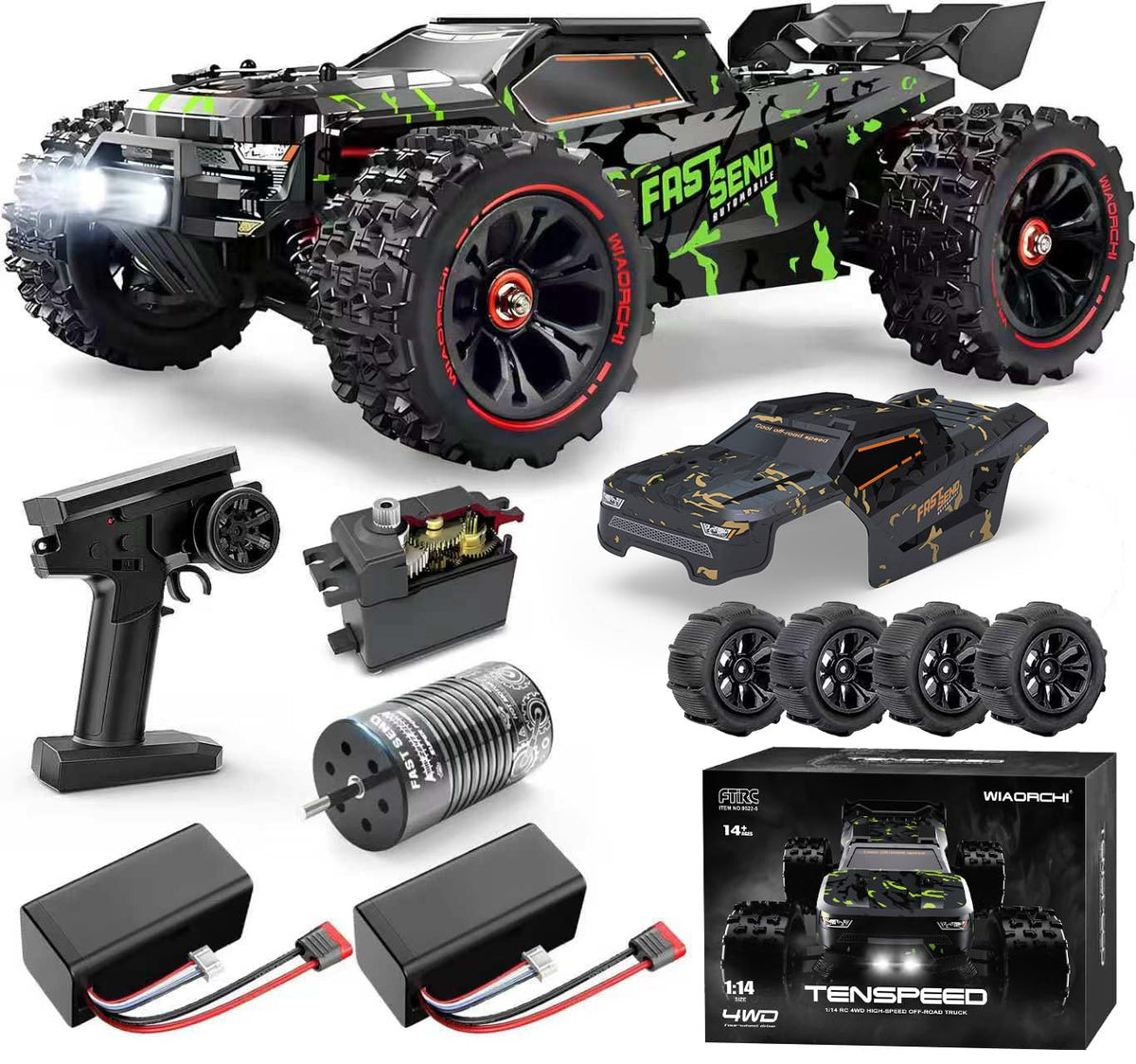 1/14 Brushless RC Cars for Adults Fast 50+ mph, RC Trucks 4x4 Offroad Waterproof, Electric Powered High Speed Remote Control Car, Fast Extreme All Terrain RC Truggy with 3S Battery for Snow Sand