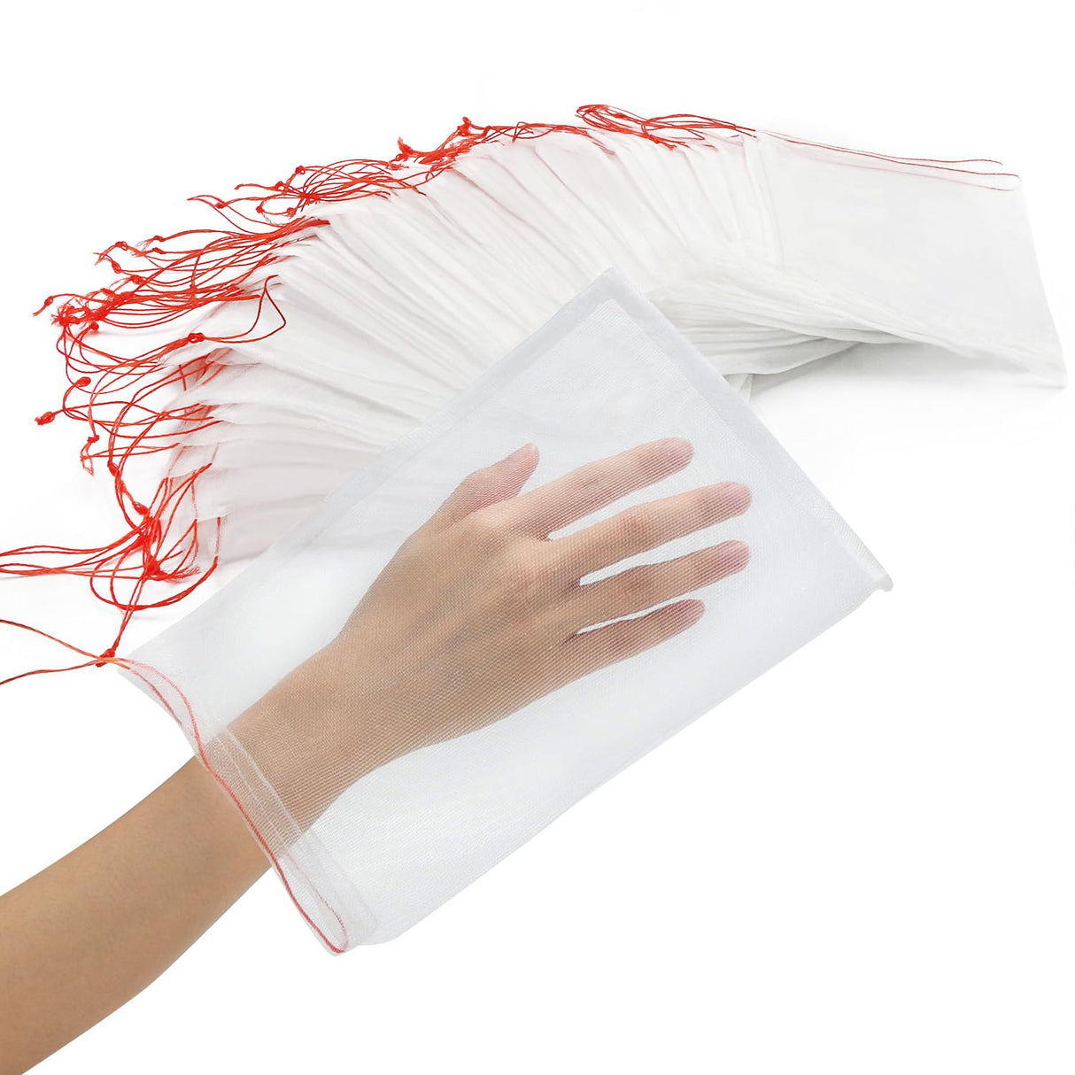 ENPOINT Fruit Bags for Fruit Trees, 100 PCS 6x10 Inch Fruit Protection Bags with Drawstring, Garden Netting Mesh Fruit Cover Bag for Grape, Tomato, Peach, Apple, Flower from Birds Bugs