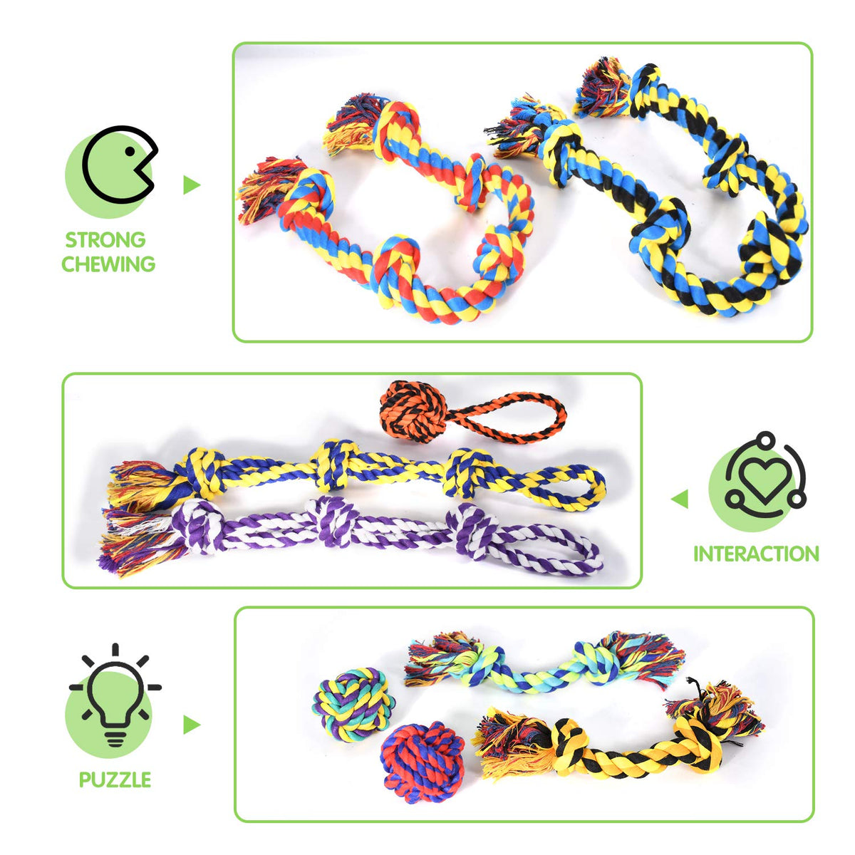 SHARLOVY Large Tough Chew Toys for Aggressive Chewers, 9 Pack Dog Rope Toys
