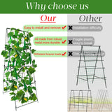 Heavy Duty Cucumber Trellis Thickened for Raised Garden Bed,48"x16" Foldable Frame Metal Vegetable Trellis for Climbing Plants Outdoor Plant Support for Grape Tomato Peas, Fruit, Vine,Bean(1 Pack)