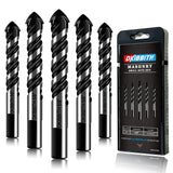 5-Piece 5/8“ Masonry Drill Bits for Tile Glass Ceramic Wall Brick Stone Soft-Metal Wood, 5/8 Inch Concrete Drill Bits Cement Drill Bit Set, 3-Flat Shank, YG8 Carbide Tungsten Steel Alloy Tip 16mm