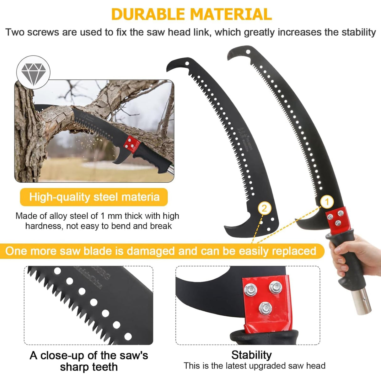 30 Feet Tree Pole Pruner Manual Branches Trimmer Tree Branch Garden Tools Loppers Hand Pole Saws Extendable Height Adustable System for Sawing and Shearing
