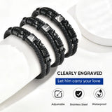 Initial Leather Bracelets for Men, Double-Row Braided Adjustable Wristband