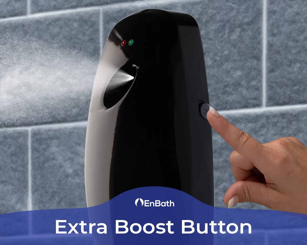 Automatic Air Freshener Spray Dispenser (2-Pack) Wall Mounted or Free Standing, Commercial and Home Use, Multiple Time Scent/Mist Release Settings for Room/Restroom Sprayer (Black)