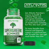 Atlantis Nutrition Supergreens Gummies - Daily Green Superfoods Supplement with Spinach, Broccoli, Moringa, Beet Root, Celery, Green Tea, & Acai for Immunity Support - Natural Raspberry Flavor, 60 cnt