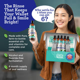 GuruNanda CocoMint Oil Pulling Mouthwash for Complete Oral Hygiene, 7 Essential Oils & Vitamins for Happy Teeth & Gums & Fresh Breath, Alcohol-Free, 6X8 oz