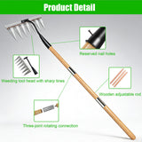 Garden Weeding Rake, Heavy Duty Iron Weeding Rake Gardening Tool with 55 Inch Long Handle, All-Steel Hardened Weed Puller Tool, Manual Garden Weed Rake Tool for Yard, Lawn Loosening Planting Weeding