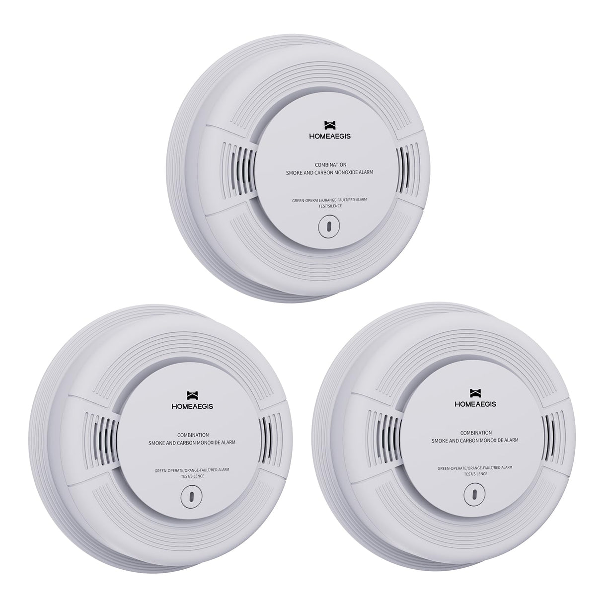 HOMEAEGIS Smoke and Carbon Monoxide Alarm, AA Battery Powered, 3-Pack
