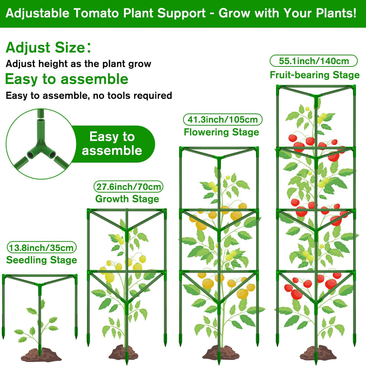 4 Pack Tomato Cages for Garden, Tomato Cage Trellis, Garden Cage Heavy Duty