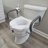 Carex E-Z Lock Raised Toilet Seat With Handles, 5" Toilet Seat Riser with Arms, Handicap Raised Toilet Seat For Seniors and Elevated Toilet Seat