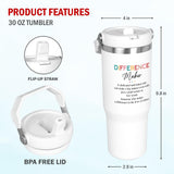 AXIARA Christmas Thank You Gifts for Women - Difference Maker 30 oz Stainless Steel Insulated Tumbler with Lid and Handle - Christmas Birthday Gifts for Teachers Boss Lady Coworkers