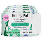 The Honey Pot Company - 120 ct - Herbal Everyday Panty Liners for Women - Infused w/Essential Oils for Cooling Effect & Organic Cotton Cover - Feminine Care - FSA & HSA Eligible