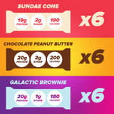 Pure Protein 18 Count Variety Pack - Galactic Brownie, Sundae Cone, Chocolate Peanut Butter