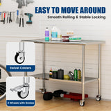 Chingoo Stainless Steel Work Table with Wheels, 24x60 Inch NSF Kitchen Prep Table with Adjustable Undershelf for Commercial Restaurant, Garage, Outdoor BBQ