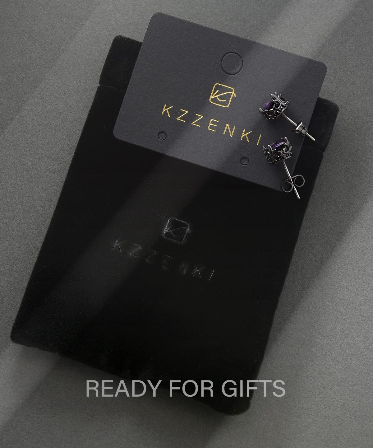 KZZENKI Purple and Black Earrings for Women Men, Cool Gothic Stud Earrings