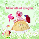 Jwqqwdza Gardener Porch Goose Outfit, 23 Inch Goose Clothes with Hat, Watering Can & Flower Pot, Lawn Geese Statue Costume for Spring Summer Garden Yard Decor (Pink Yellow, One Size)