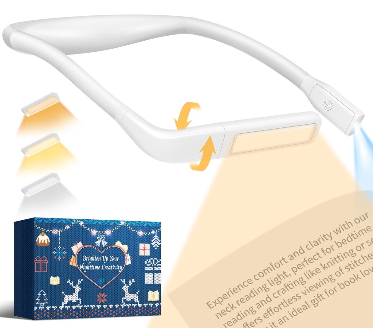 Neck Light Book Lovers Gifts: Crochet Accessories Knitting Gifts for Mom Christmas Stocking Stuffers for Men Women Husband Wife Teens Readers White Elephant Gift Exchange Sewing Supplies Reading Light