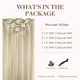 GOO GOO Clip in Hair Extensions Real Human Hair, Remy Human Hair Extensions Clip ins for Women, Natural Human Hair, 18inch 120g 7Pcs, 17A/60A Ash Blonde Highlighted Platinum Blonde