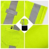 Uno Mejor Hi Vis Shirts for Men Construction Class 2 High Visibility Shirts for Men, Hi Vis Reflective Safety T-Shirts for Men Women, Short Sleeve Work Shirts with Black Bottom, Yellow XL, 3PCS
