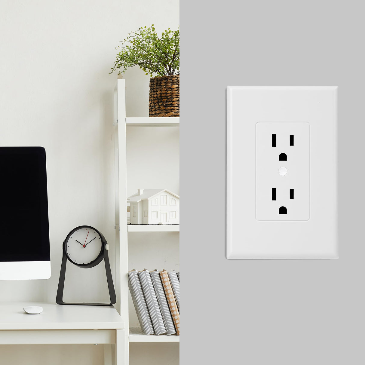 Bates- Duplex Wall Outlet Cover, 20 Pack, White Wall Plates