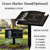 WANGYOU Personalized Granite Memorial Stone with Photo - Custom Headstones for Graves, Grave Markers for Cemetery for Humans & Pets, Laser Engraved Black Tombstone Outdoor Garden Plaque