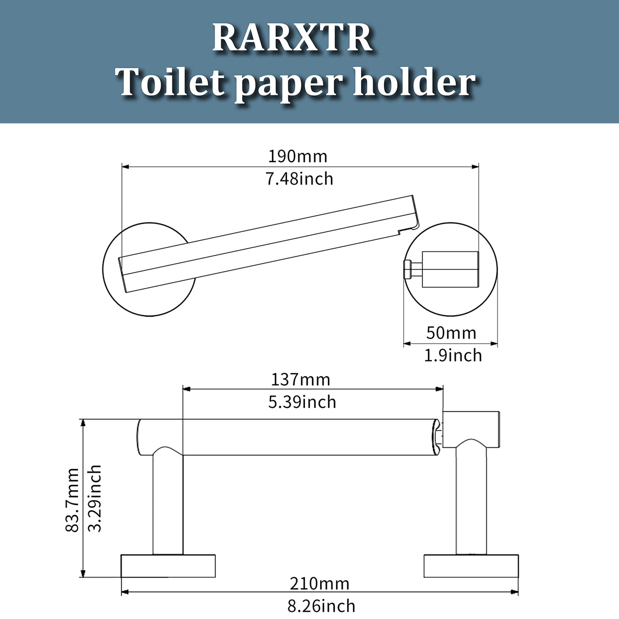 RARXTR Toilet Paper Holder Chrome SUS304 Stainless Steel Double Post Pivoting Polish Chrome Toilet Paper Roll Holder Wall Mounted Toilet Tissue Holder for Commercial Bathroom RV, Polished, 2 Pack