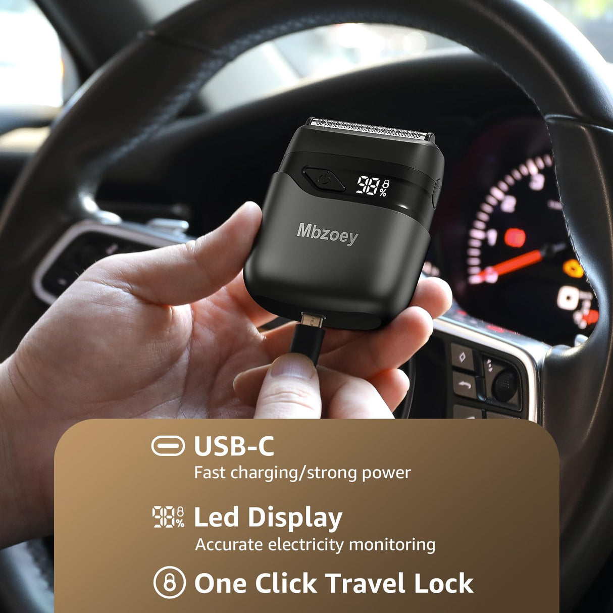 Foil Shavers for Men, Mini Razor, Compact Face Shaver, IPX7 Waterproof Wet Dry, Bright Grey