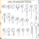 THUNARAZ 25Pcs Clip on Earrings for Men Cross Dangle, Fake Earrings