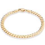 Miabella 18K Gold Plated 925 Sterling Silver Italian 5mm Solid Diamond-Cut Cuban Link Curb Chain Bracelet for Men Women, Made in Italy (8 Inches)