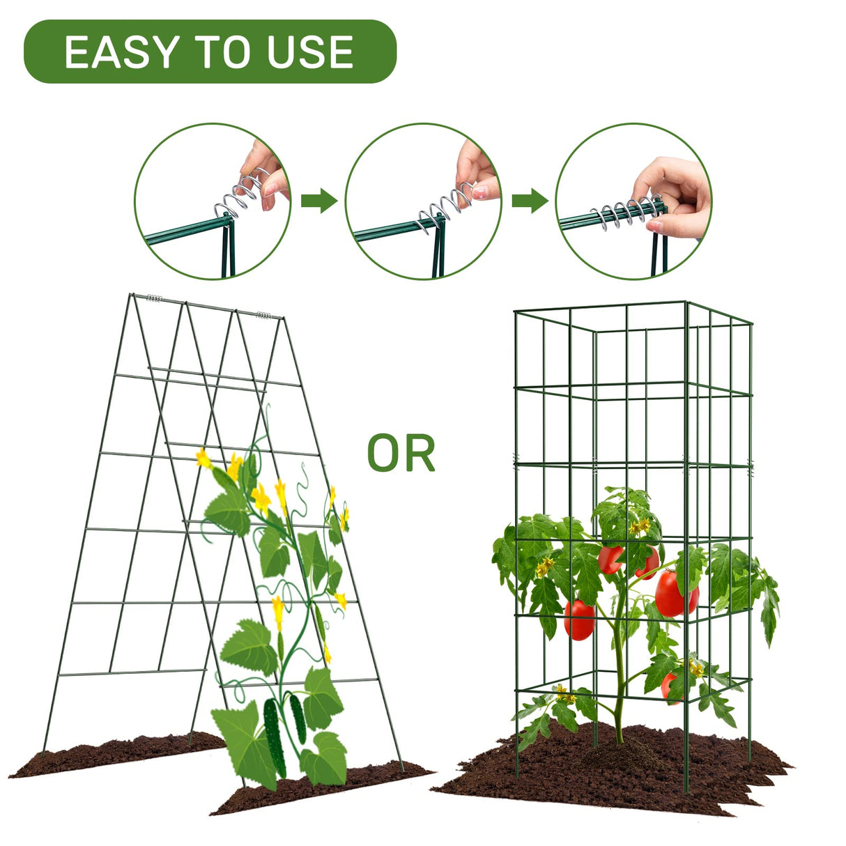 AGTEK 2 Packs 18" x 46" Foldable Cucumber Trellis for Cucumber, Climbing Plants, Vegetable Flowers