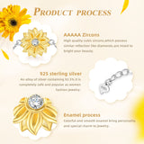 SNZM Bracelets for Women, 925 Sterling Silver Sunflower Bracelet Chain Adjustable Heart Charm Link Birthday Sunflower Jewelry for Women/Girlfriend